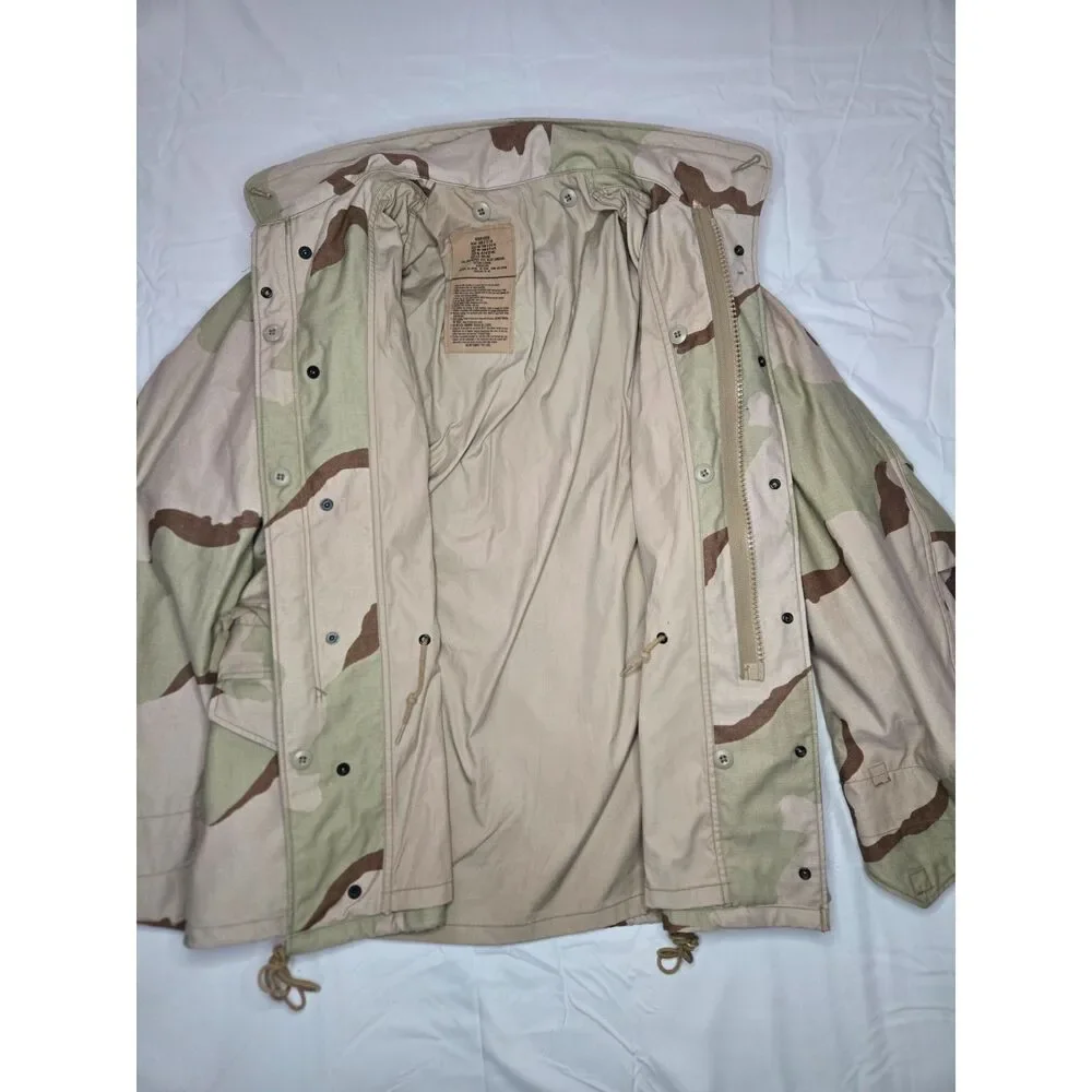 Desert Camo Army Military Jacket Medium Beige Vintage Outdoor